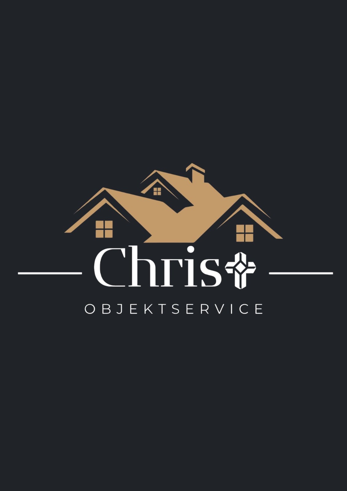 Christ Objektservice – goldene Hausdächer auf anthrazitfarbenem Hintergrund