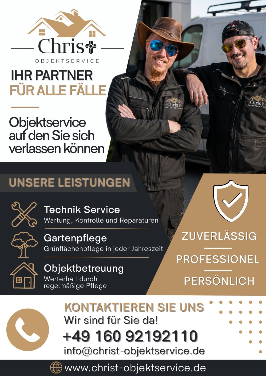 Christ Objektservice: unser Team, Technikservice, Gartenpflege und Objektbetreuung. Telefon 0160 92192110, E-Mail info@christ-objektservice.de.